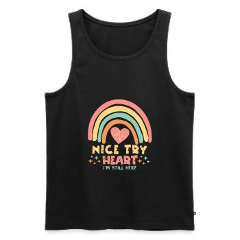 Nice Try Heart Attack Survivor Rainbow Gifts - Men's Premium Organic Tank Top - black - Front - AI Model Male 178 light (178cm)