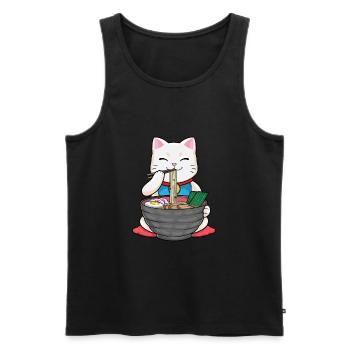 Japon Ramen Noodle Miso Cat Sushi - Débardeur bio Premium Homme - noir - Devant - AI Model Male 178 light (178cm)
