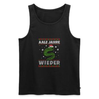 Weihnachten Angeln Angler Fischen Ugly Xmas - Männer Premium Bio Tank Top - Schwarz - Vorne - Michal (187cm)