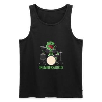 Drums Drummer T-Rex Dinosaur Drums Sticks - Men's Premium Organic Tank Top - black - Front - AI Model Male 178 light (178cm)