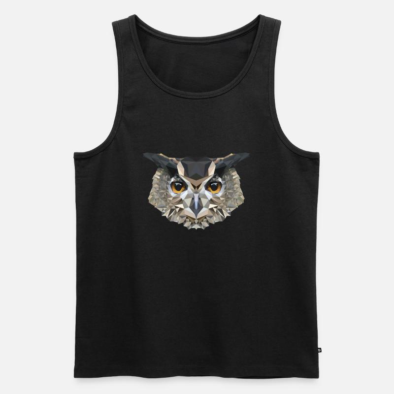 Eule Polygon Kauz - Männer Premium Bio Tank Top - Schwarz