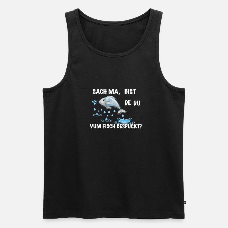 Fisch Spruch lustig Sächsich - Männer Premium Bio Tank Top - Schwarz