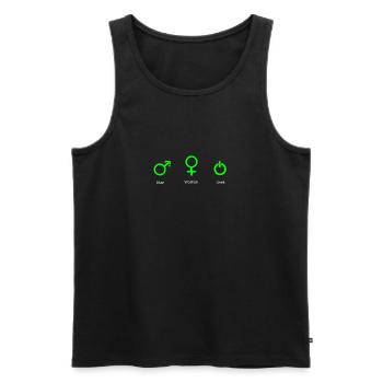 Geek - Débardeur bio Premium Homme - noir - Devant - AI Model Male 178 light (178cm)