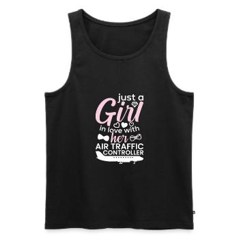 Mädchen In Liebe lustige Fluglotse Frau - Männer Premium Bio Tank Top - Schwarz - Vorne - AI Model Male 178 light (178cm)