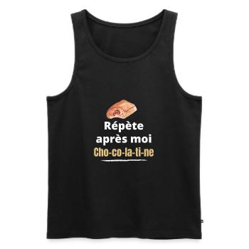 Répète après moi chocolatine humour du Sud - Débardeur bio Premium Homme - noir - Devant - AI Model Male 178 light (178cm)