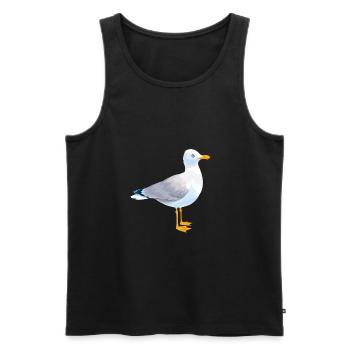 Tshirt mouettes oiseaux de mer - Débardeur bio Premium Homme - noir - Devant - AI Model Male 178 light (178cm)
