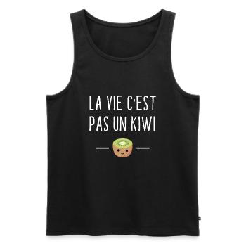 La vie c est pas un kiwi - Débardeur bio Premium Homme - noir - Devant - AI Model Male 178 light (178cm)