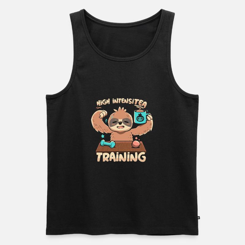 High IntensiTEA Training Faultier - Männer Premium Bio Tank Top - Schwarz
