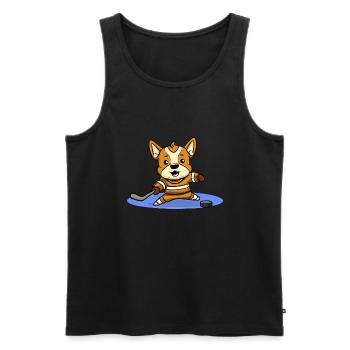 Hund Hockeyspieler - Männer Premium Bio Tank Top - Schwarz - Vorne - Michal (187cm)
