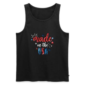 4th of July Made in the USA - Men's Premium Organic Tank Top - black - Front - Michal (187cm)