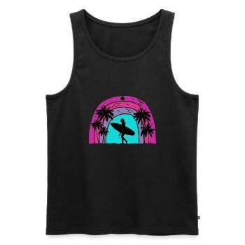 Surf retro sunset - Men's Premium Organic Tank Top - black - Front - AI Model Male 178 light (178cm)