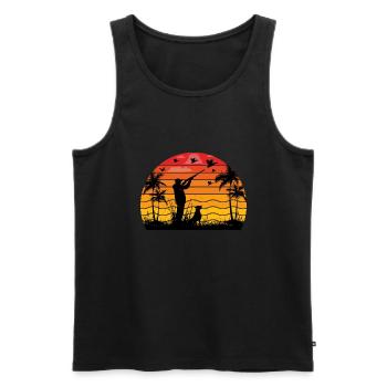 Retro Sonnenuntergang Jagd Lustige Jagd Humor - Männer Premium Bio Tank Top - Schwarz - Vorne - Michal (187cm)
