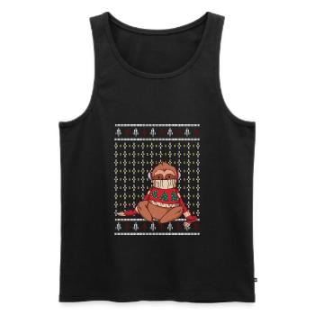 Cute sloth on an Ugly Christmas sweater - Men's Premium Organic Tank Top - black - Front - AI Model Male 178 light (178cm)