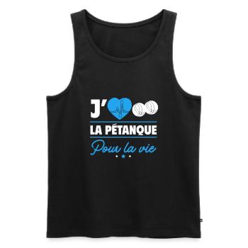 J'aime la pétanque pour la vie – Boules et camping - Débardeur bio Premium Homme - noir - Devant - Michal (187cm)