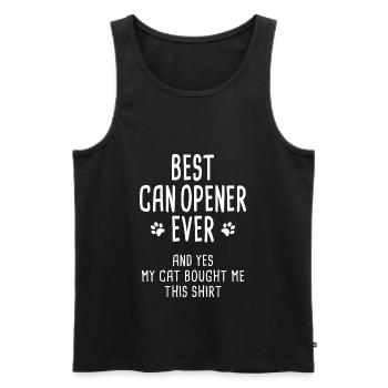 Best can opener cat love funny gift - Men's Premium Organic Tank Top - black - Front - AI Model Male 178 light (178cm)
