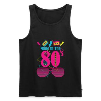 80's Made - Männer Premium Bio Tank Top - Schwarz - Vorne - Michal (187cm)