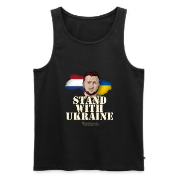 Ukraine Netherlands Motto Stand with Ukraine - Men's Premium Organic Tank Top - black - Front - AI Model Male 178 light (178cm)