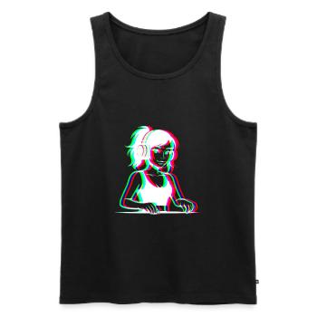EDM - DJane - Glitch Rave Style - Männer Premium Bio Tank Top - Schwarz - Vorne - Michal (187cm)