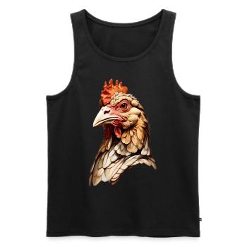 Tête de poulet réaliste - Graphique d’animal de la ferme - Débardeur bio Premium Homme - noir - Devant - Michal (187cm)