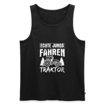 Echte Jungs Fahren Traktor Bauer Landwirt Traktor - Männer Premium Bio Tank Top - Schwarz - Vorne - Michal (187cm)