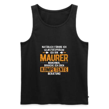 Selbstgespräche Für Kompetente Beratung Maurer - Männer Premium Bio Tank Top - Schwarz - Vorne - Michal (187cm)
