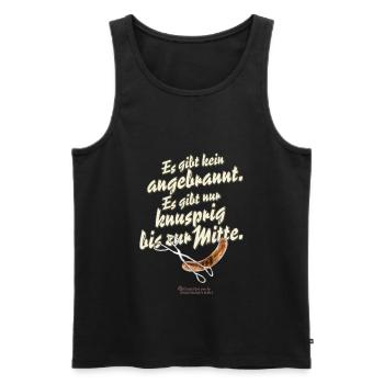 Grillen Spruch Angebrannt Knusprig - Männer Premium Bio Tank Top - Schwarz - Vorne - Michal (187cm)