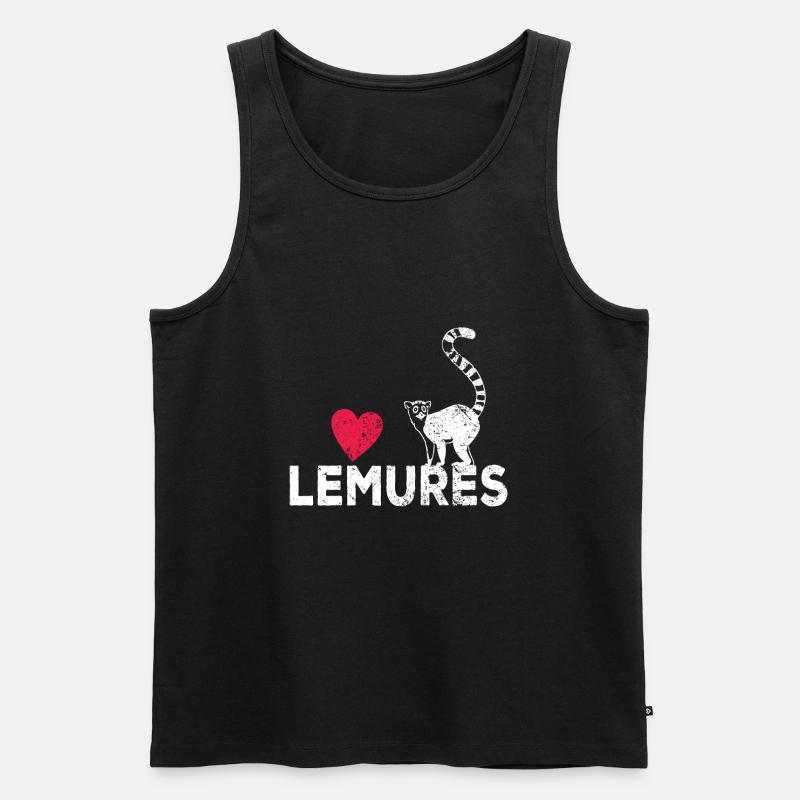 Lemur Tier - Männer Premium Bio Tank Top - Schwarz