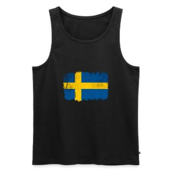 Swedish flag - Men's Premium Organic Tank Top - black - Front - AI Model Male 178 light (178cm)