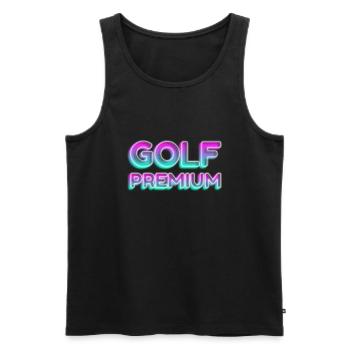 GOLF PREMIUM 80s 90s NEON GOLFER GREEN SLOGAN MOTIF - Men's Premium Organic Tank Top - black - Front - AI Model Male 178 light (178cm)