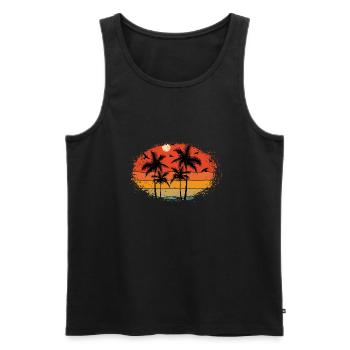 Sunset beach summer gift beach retro - Men's Premium Organic Tank Top - black - Front - AI Model Male 178 light (178cm)