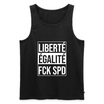 fck spd - Männer Premium Bio Tank Top - Schwarz - Vorne - AI Model Male 178 light (178cm)