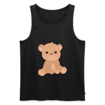ours en peluche - Débardeur bio Premium Homme - noir - Devant - AI Model Male 178 light (178cm)