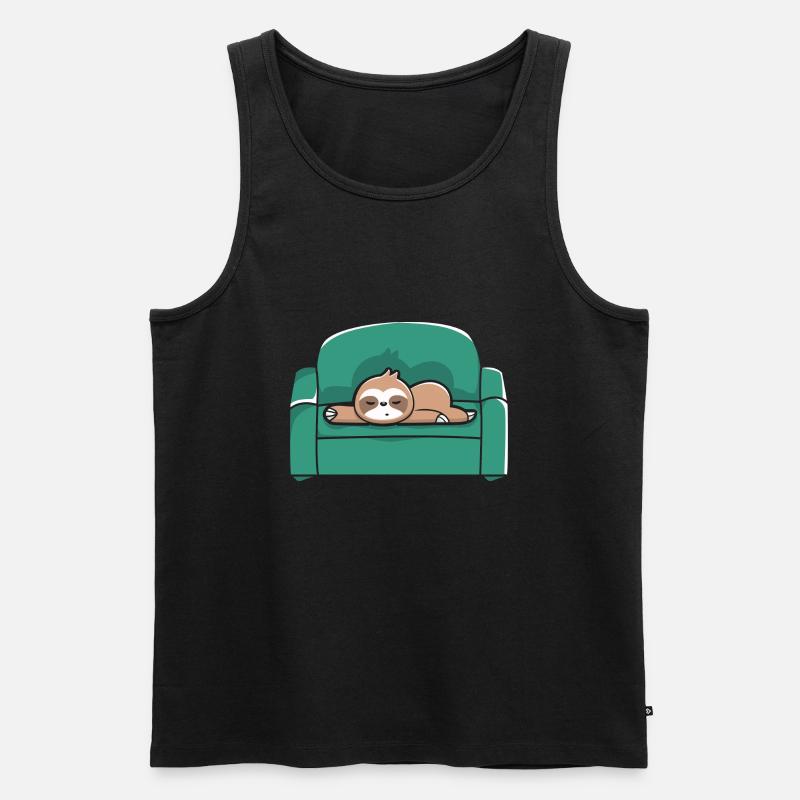 Faultier Sofa Chill Relax - Männer Premium Bio Tank Top - Schwarz