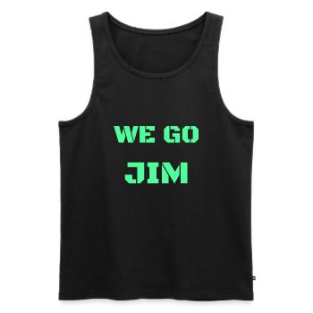 we go Jim, green gym motivational quote - Men's Premium Organic Tank Top - black - Front - AI Model Male 178 light (178cm)