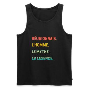 Réunionnais Pour Une légende De La Réunion - Débardeur bio Premium Homme - noir - Devant - AI Model Male 178 light (178cm)
