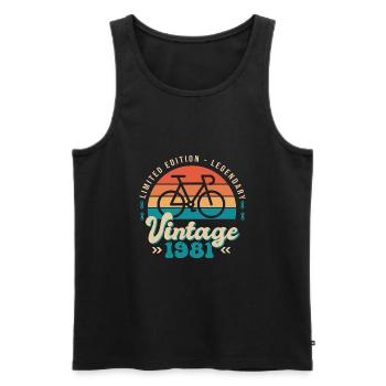 1981 Anniversaire velo cycliste Né en 1981 - Débardeur bio Premium Homme - noir - Devant - Michal (187cm)