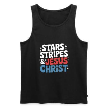 American Believer Christian July 4th Jesus - Men's Premium Organic Tank Top - black - Front - Michal (187cm)