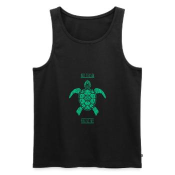Protection du climat contre le plastique en mer - Débardeur bio Premium Homme - noir - Devant - Michal (187cm)
