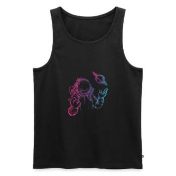 Retro astronaut in the universe - Men's Premium Organic Tank Top - black - Front - AI Model Male 178 light (178cm)