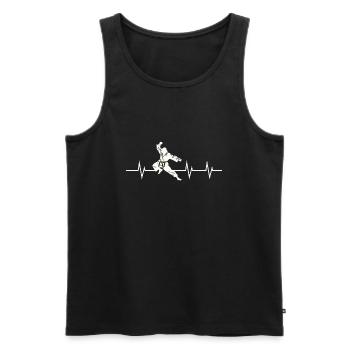 Battement de cœur martial - Débardeur bio Premium Homme - noir - Devant - Michal (187cm)