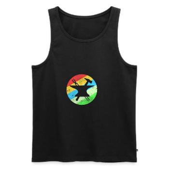 Vintage blacksmith gift anvil hammer iron profession - Men's Premium Organic Tank Top - black - Front - AI Model Male 178 light (178cm)