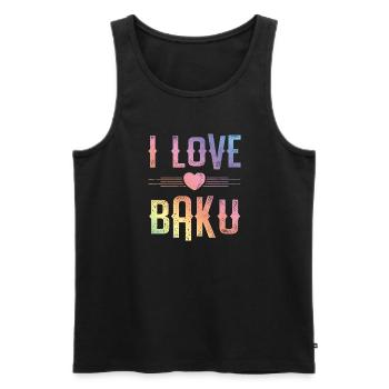 I Love Baku - Männer Premium Bio Tank Top - Schwarz - Vorne - Michal (187cm)