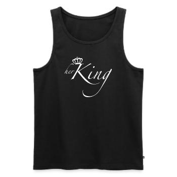 Son roi | Votre roi, amour, partenariat - Débardeur bio Premium Homme - noir - Devant - Michal (187cm)