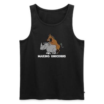 Making unicorns | Rhinoceros, funny sayings - Men's Premium Organic Tank Top - black - Front - Michal (187cm)
