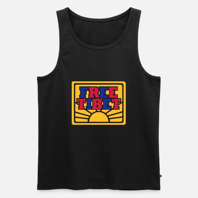 Free Tibet - Männer Premium Bio Tank Top - Schwarz
