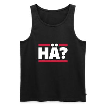 HÄ? - Männer Premium Bio Tank Top - Schwarz - Vorne - AI Model Male 178 light (178cm)