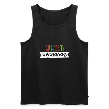AUTISMUS BEWUSSTSEIN AUTIST LIEBEN BEGABT SPRUCH - Männer Premium Bio Tank Top - Schwarz - Vorne - AI Model Male 178 light (178cm)