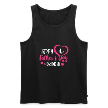 Bonne 1ère fête des pères Petite fille - Débardeur bio Premium Homme - noir - Devant - AI Model Male 178 light (178cm)