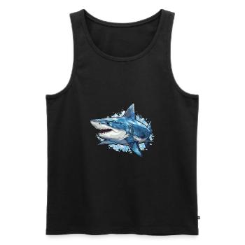 requin blanc poisson mer - Débardeur bio Premium Homme - noir - Devant - Michal (187cm)