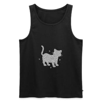 Glitzer Silber Katze Funkel Leuchtend Niedlich Süß - Männer Premium Bio Tank Top - Schwarz - Vorne - AI Model Male 178 light (178cm)